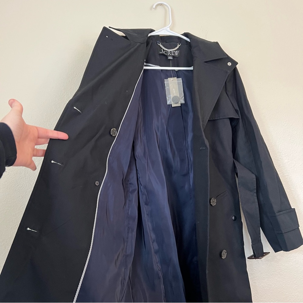J. Crew Icon Trench Coat in Black Size 2 NWT - Picture 9 of 14